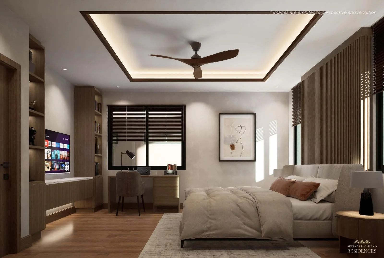 Arcenas Highland Residences bedroom perspective