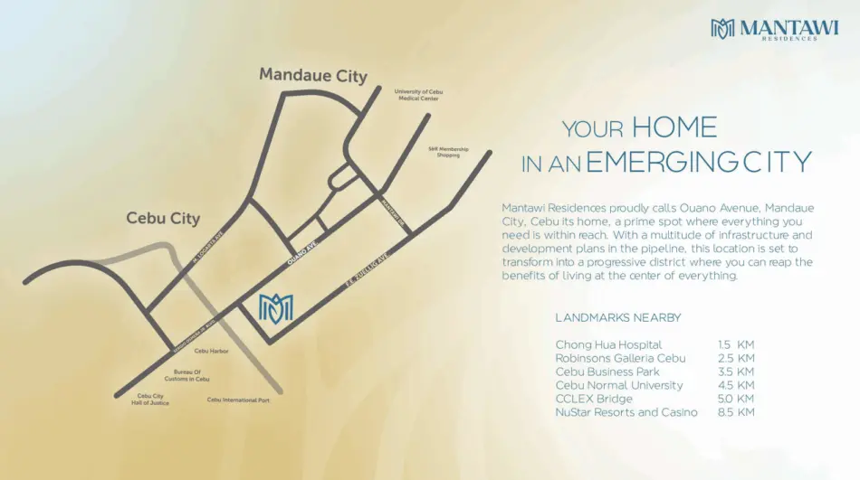 Mantawi Residences location map - Ouano and F.E. Zuellig Ave., Mandaue City, Cebu