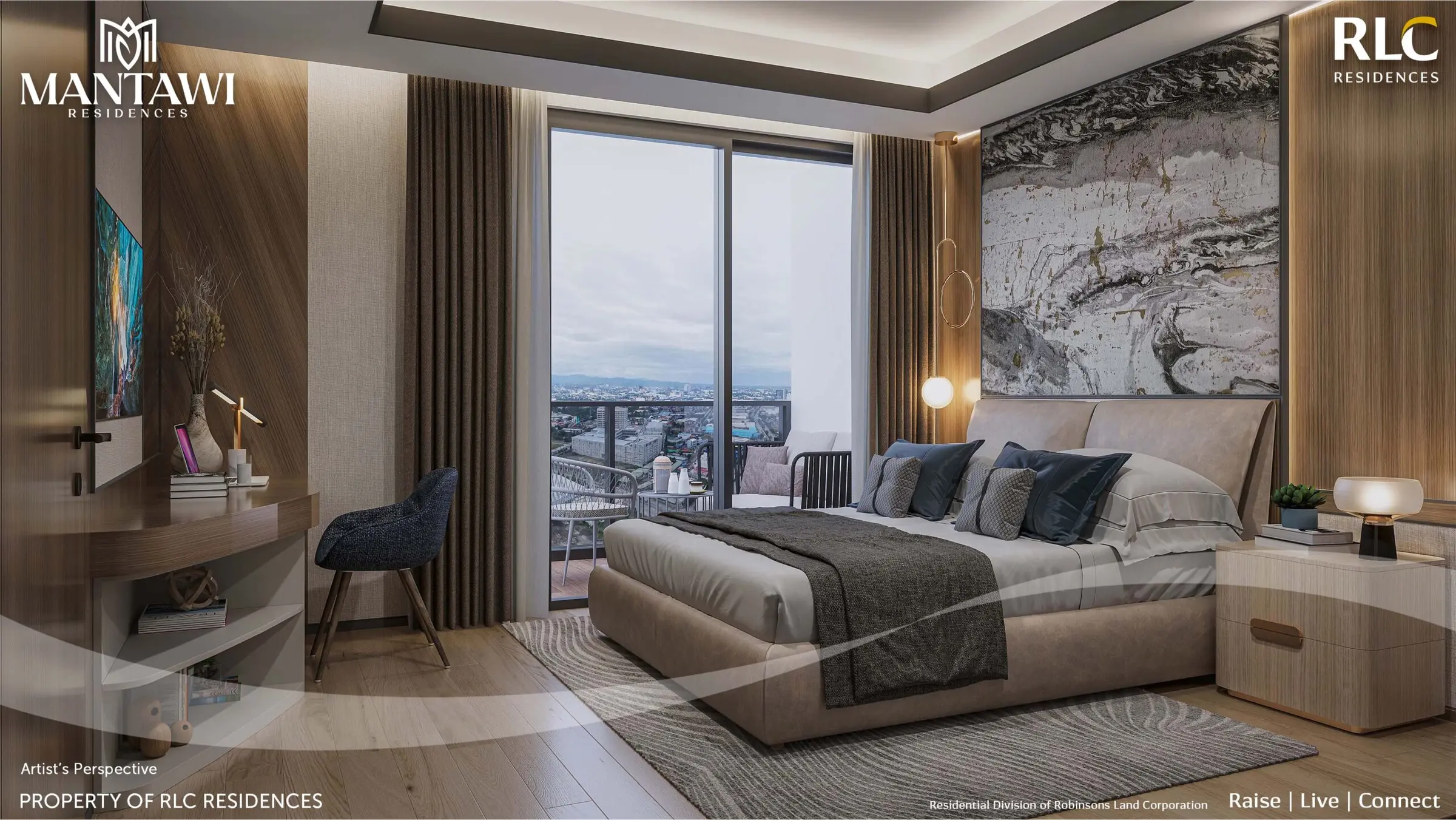 Mantawi Residences 2BR Master Bedroom architect perspective