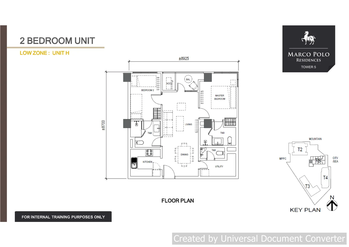 2 Bedroom floor plan at Marco Polo Parkplace