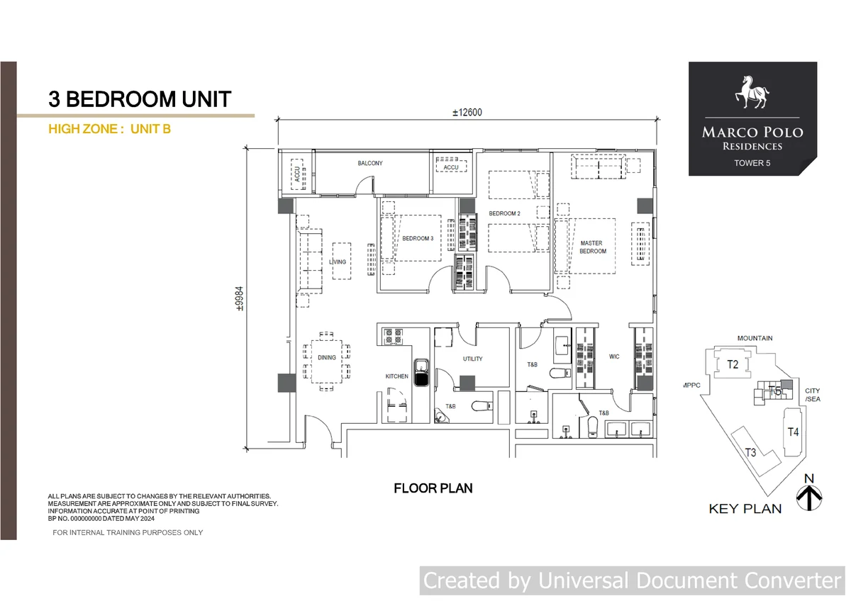 3 Bedroom floor plan at Marco Polo Parkplace