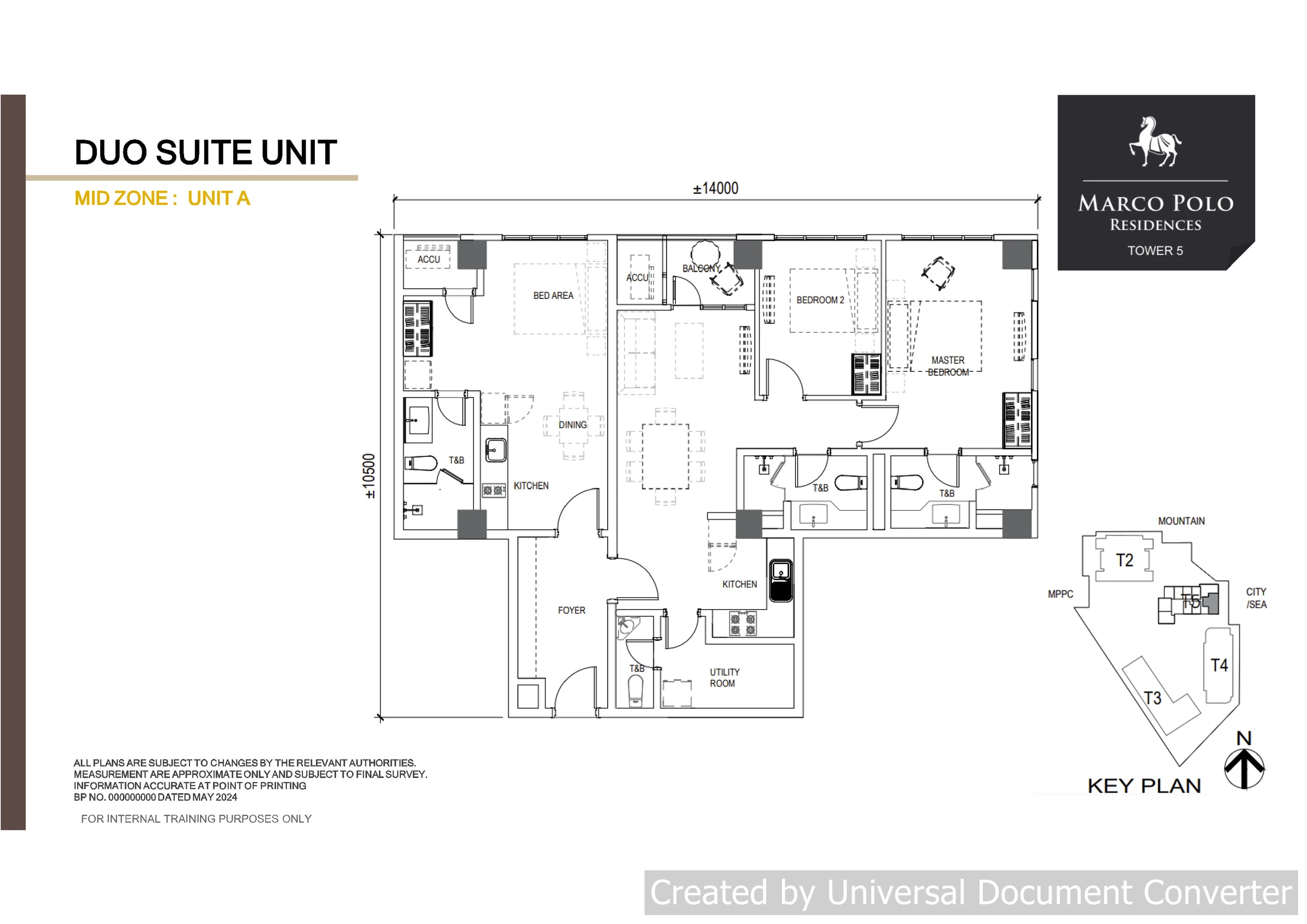 Marco Polo Residences Tower 5 Duo Suite Unit floor plan, Mid Zone Unit A