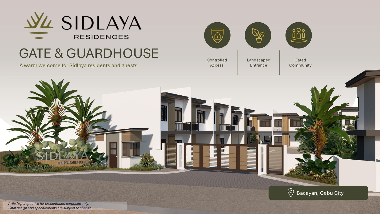 Sidlaya Residences gate and guardhouse perspective