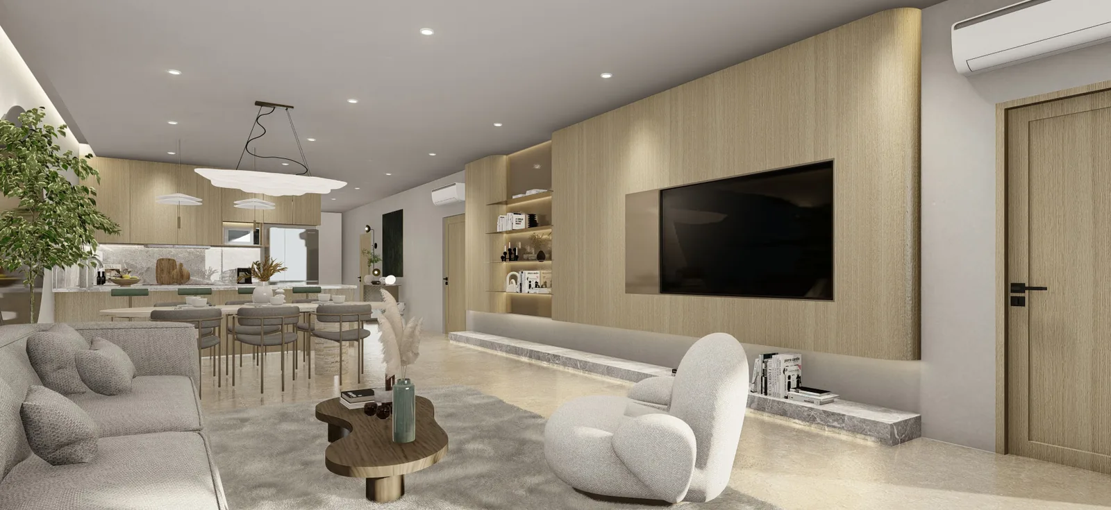 3-Bedroom Villa at The Rise at Monterrazas — Living, kitchen and dining area