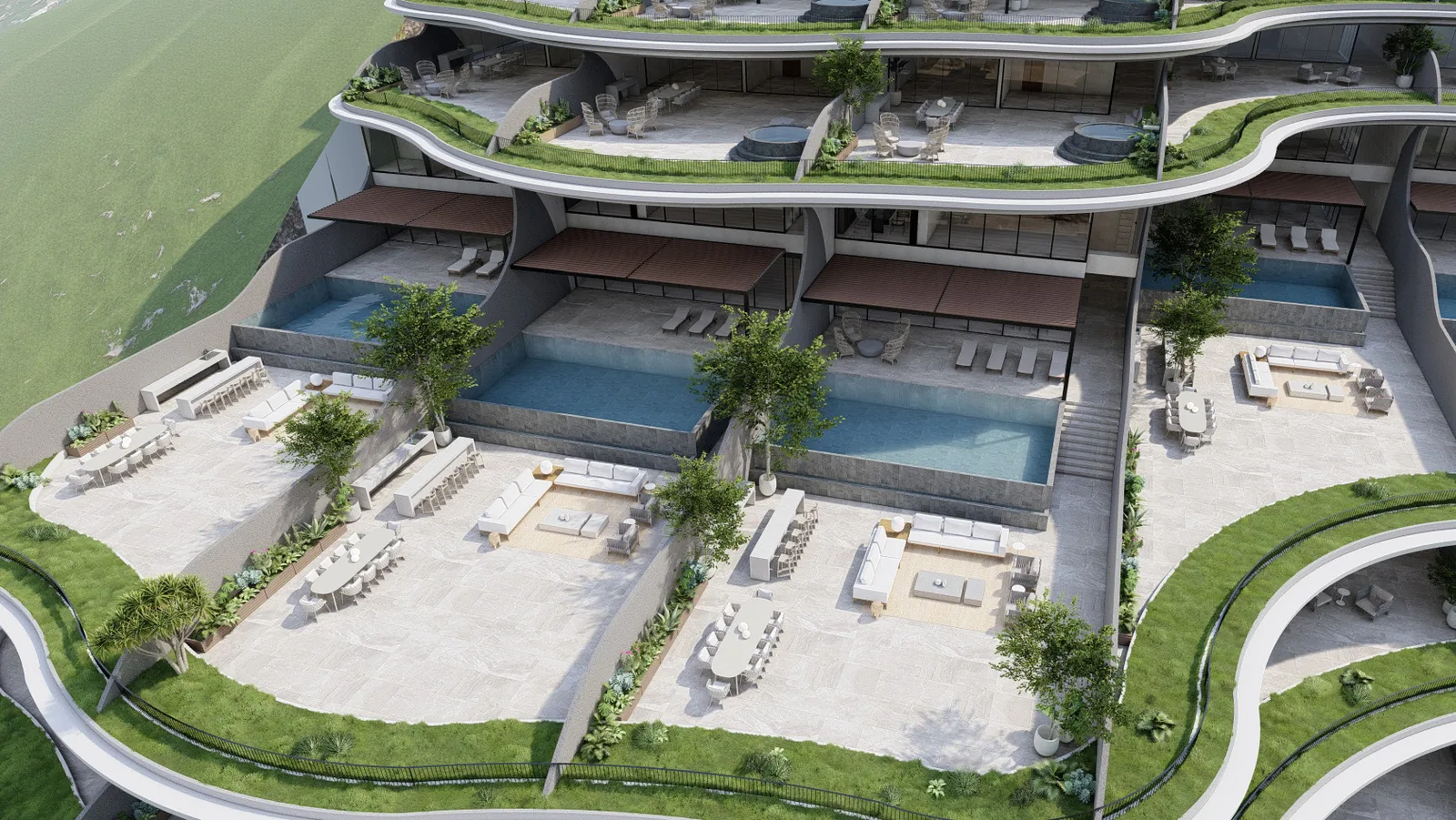The Rise at Monterrazas — Amenity deck from above