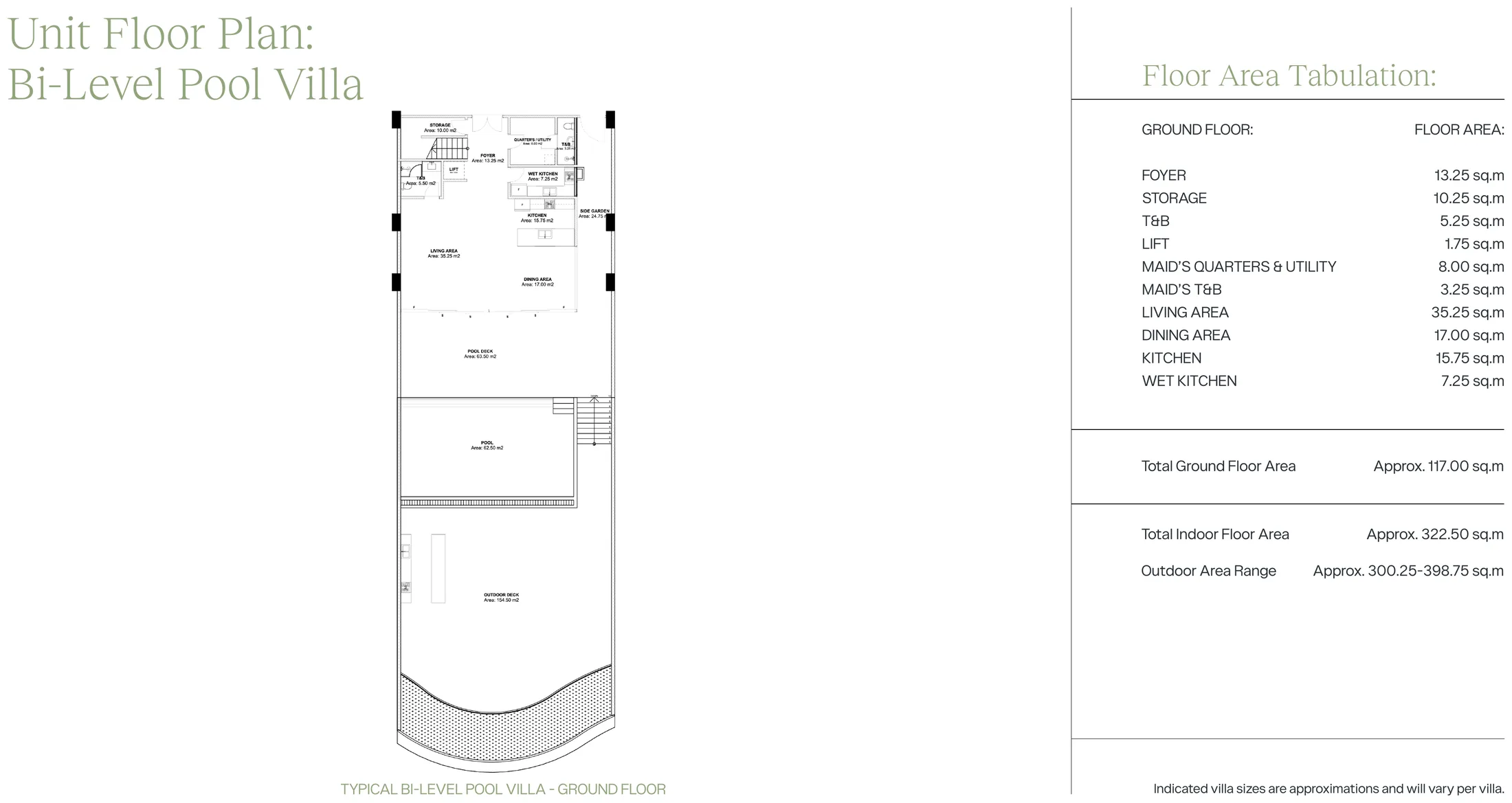 Bi-Level Pool Villa at The Rise at Monterrazas — Ground floor plan and area tabulation