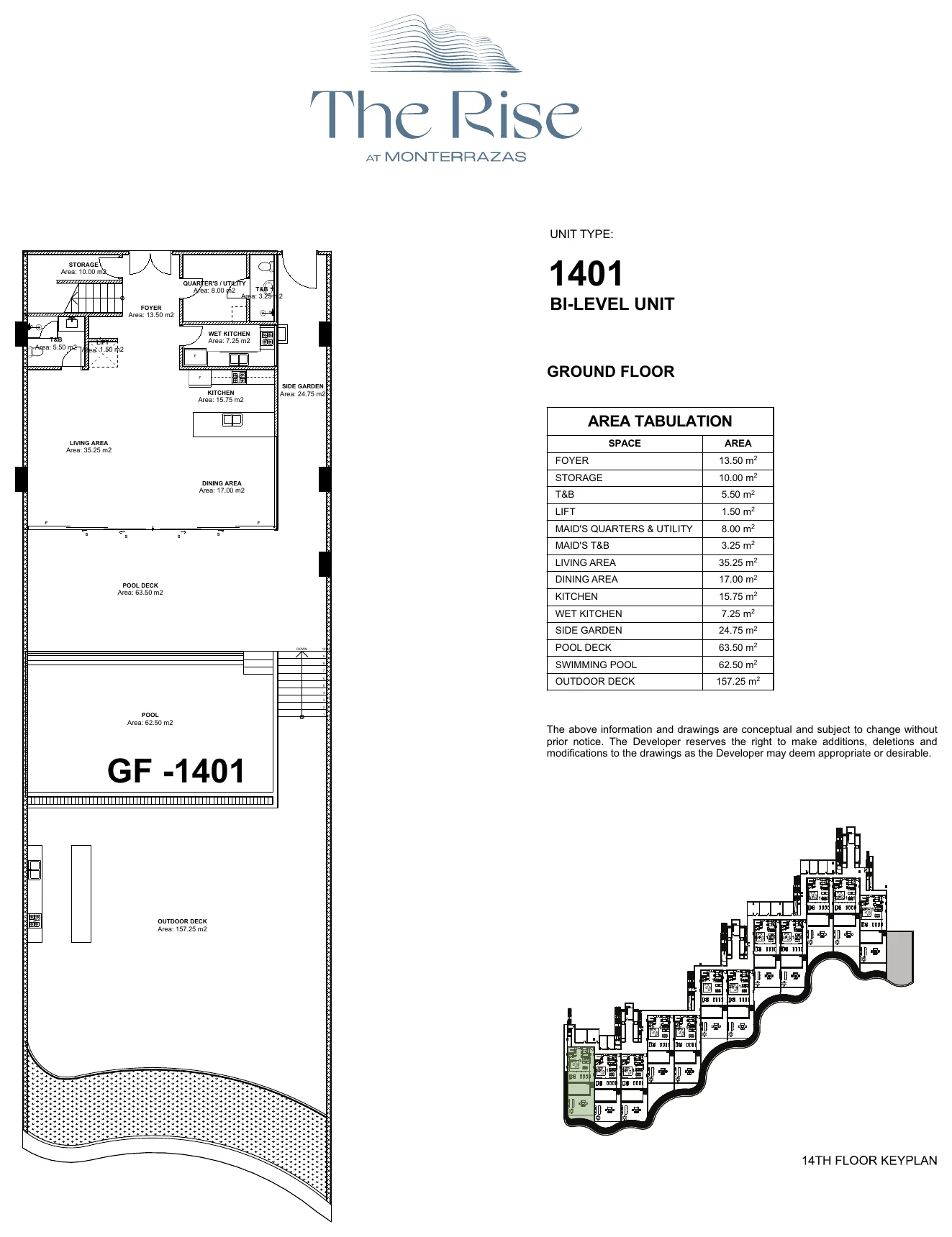 Bi-Level Pool Villa at The Rise at Monterrazas — Unit 1401 - ground floor marketing plan