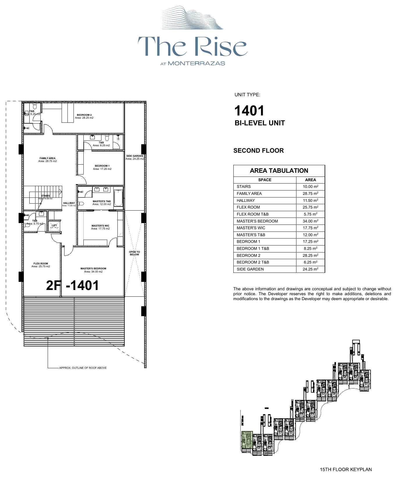 Bi-Level Pool Villa at The Rise at Monterrazas — Unit 1401 - second floor marketing plan