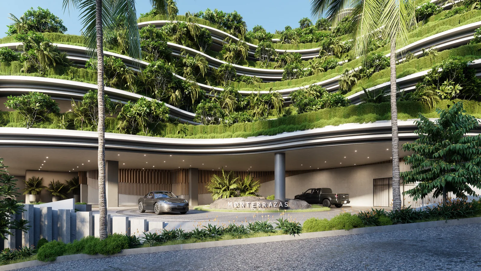 The Rise at Monterrazas — Motorcourt and arrival drive