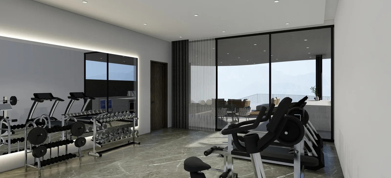 Panorama Penthouse at The Rise at Monterrazas — Gym, yoga and mancave